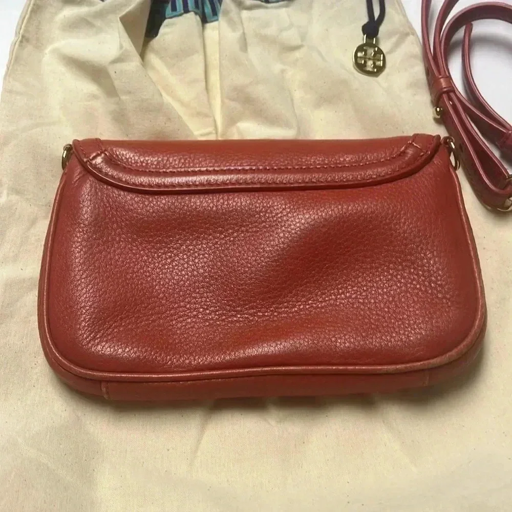 Tory Burch Red Leather Crossbody Bag with Gold Logo